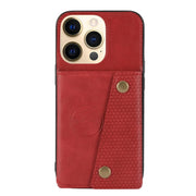 Custodia protettiva magnetica antiurto in PU + TPU con doppia fibbia con slot per schede e supporto, For iPhone 13 mini, For iPhone 13, For iPhone 13 Pro, For iPhone 13 Pro Max