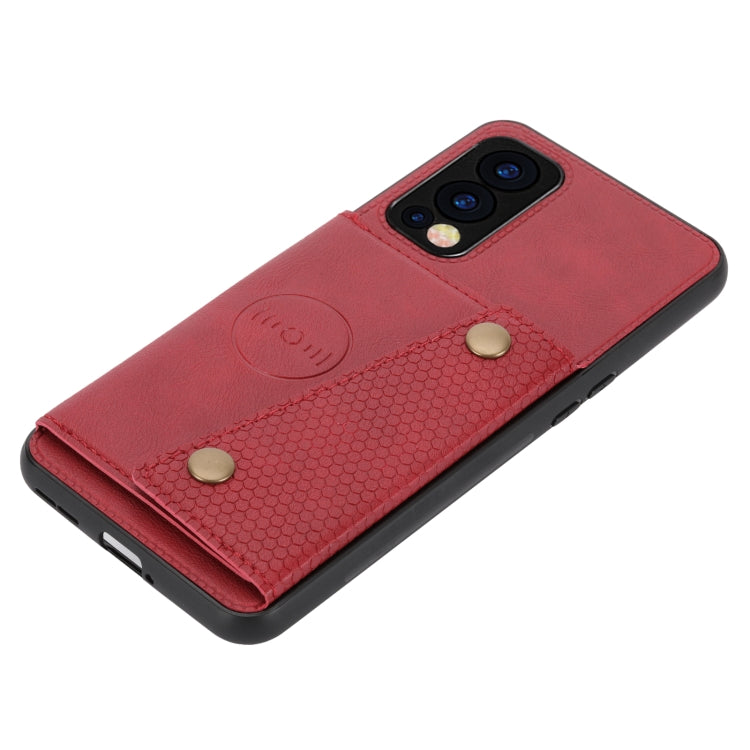 Custodia protettiva magnetica antiurto in PU + TPU con doppia fibbia con slot per schede e supporto, For OnePlus Nord 2 5G