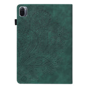 Custodia in pelle flip orizzontale con motivo in rilievo pavone TPU + PU con supporto e slot per carte e portafoglio e funzione sleep / wake-up, For Xiaomi Pad 5 Pro / Pad 5