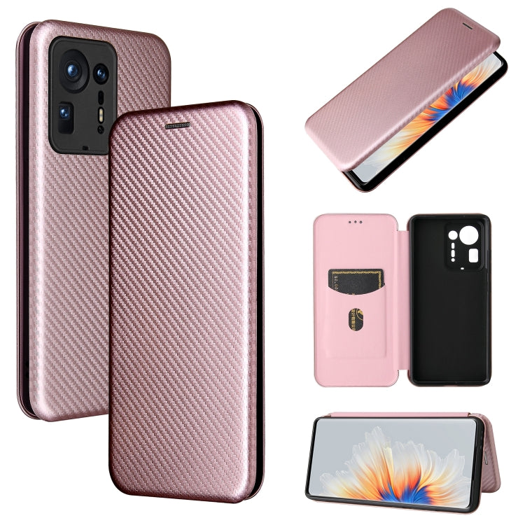 Struttura in fibra di carbonio Flip orizzontale magnetico Custodia in pelle TPU + PC + PU con slot per schede, For Xiaomi Mix 4