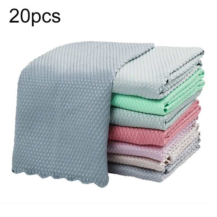 Stracci per squame di pesce antitraccia e facili da asciugare Asciugamani per la pulizia della cucina, consegna a colori casuali, specifica: 25x25 cm (sfuso, senza imballaggio), 5pcs, 10pcs, 20pcs