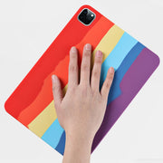 Silicone Liquido Arcobaleno + Custodia Protettiva Antiurto Per PC, For iPad 10.2 2021 / 2020 / 2019 2020/2019, For iPad Air 10.5 inch 2019, For iPad Air 2022 / 2020 10.9 inch, For iPad Pro 11 inch 2020, For iPad Pro 12.9 inch 2020, For iPad mini 5