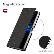 ViLi serie DMX Custodia a ribalta orizzontale antiurto in pelle TPU + PU con attrazione magnetica con slot per schede e supporto, For Sony Xperia 5 III, For Sharp Aquos R6
