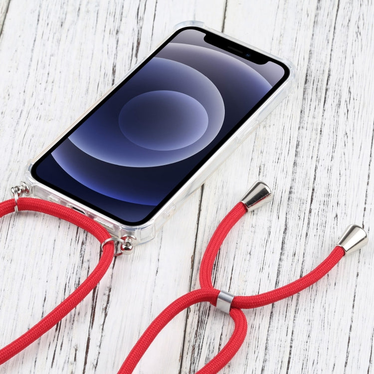 Custodia TPU trasparente antiurto con cordino per iPhone 13 mini