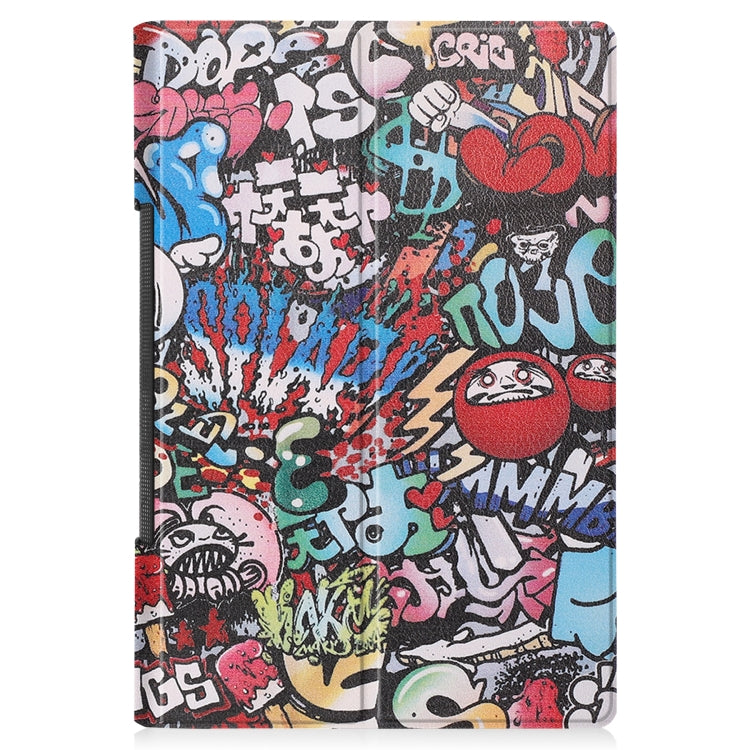 Custodia in pelle Custer con motivo a disegno colorato a vibrazione orizzontale con supporto e funzione Sleep / Wake-up, For Lenovo Yoga Tab 11