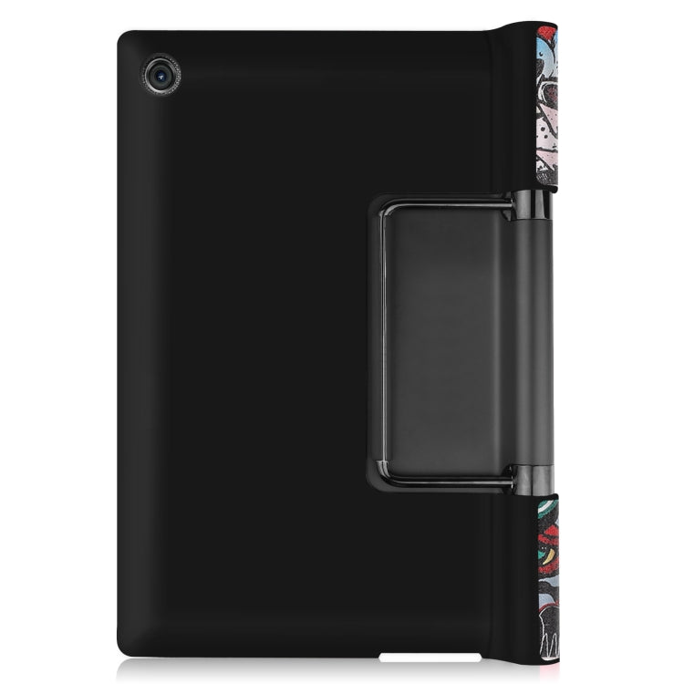 Custodia in pelle Custer con motivo a disegno colorato a vibrazione orizzontale con supporto e funzione Sleep / Wake-up, For Lenovo Yoga Tab 11