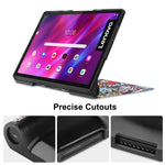 Custodia in pelle Custer con motivo a disegno colorato a vibrazione orizzontale con supporto e funzione Sleep / Wake-up, For Lenovo Yoga Tab 11