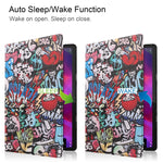 Custodia in pelle Custer con motivo a disegno colorato a vibrazione orizzontale con supporto e funzione Sleep / Wake-up, For Lenovo Yoga Tab 11