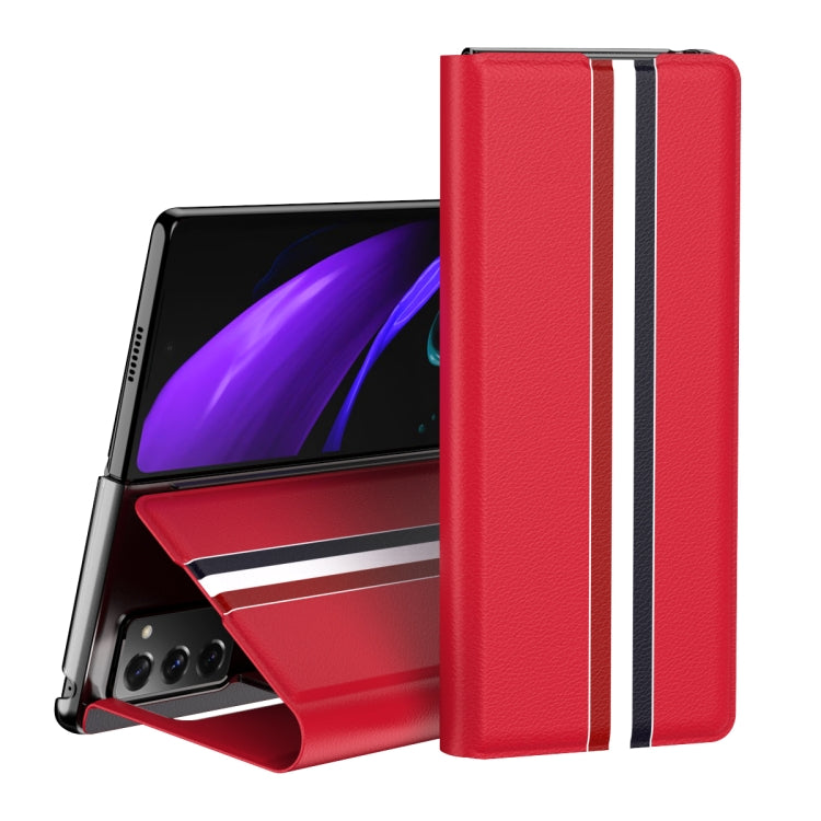 Custodia in pelle con slot per schede PU texture litchi con supporto, For Samsung Galaxy Z Fold2 5G, For Samsung Galaxy Z Fold3 5G