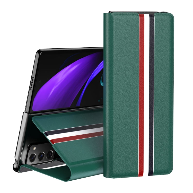 Custodia in pelle con slot per schede PU texture litchi con supporto, For Samsung Galaxy Z Fold2 5G, For Samsung Galaxy Z Fold3 5G