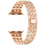 Cinturino di ricambio con cinturino in acciaio diamantato a cinque sfere per la serie Apple Watch, 7 41mm / 6 & SE & 5 & 4 40mm / 3 & 2 & 1 38mm, 7 45mm / 6 & SE & 5 & 4 44mm / 3 & 2 & 1 42mm