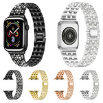Cinturino di ricambio con cinturino in acciaio diamantato a cinque sfere per la serie Apple Watch, 7 41mm / 6 & SE & 5 & 4 40mm / 3 & 2 & 1 38mm, 7 45mm / 6 & SE & 5 & 4 44mm / 3 & 2 & 1 42mm