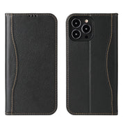 Custodia in pelle flip orizzontale in vera pelle con supporto, slot per schede e portafoglio, For iPhone 13 mini, For iPhone 13, For iPhone 13 Pro, For iPhone 13 Pro Max
