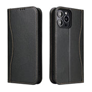 Custodia in pelle flip orizzontale in vera pelle con supporto, slot per schede e portafoglio, For iPhone 13 mini, For iPhone 13, For iPhone 13 Pro, For iPhone 13 Pro Max
