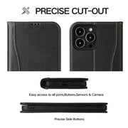 Custodia in pelle flip orizzontale in vera pelle con supporto, slot per schede e portafoglio, For iPhone 13 mini, For iPhone 13, For iPhone 13 Pro, For iPhone 13 Pro Max