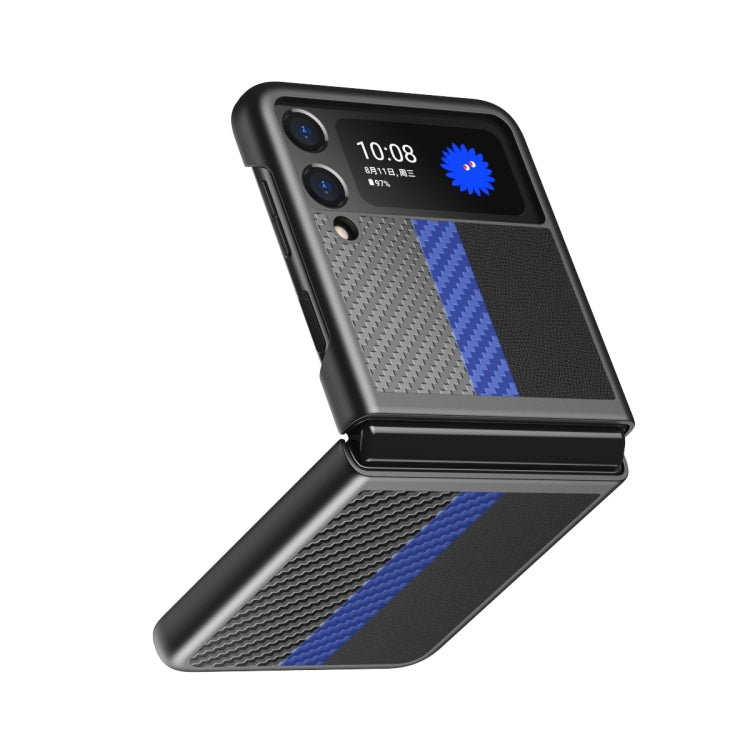 Custodia in pelle all inclusive a quattro angoli con texture in fibra di carbonio a contrasto di colore, For Samsung Galaxy Z Fold2 5G, For Samsung Galaxy Z Flip3 5G