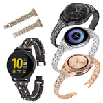 Per Samsung Smart Watch cinturino di ricambio in acciaio diamantato a doppia fila, 22mm