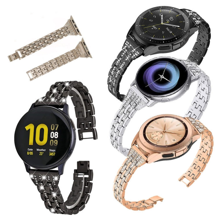 Per Samsung Smart Watch cinturino di ricambio in acciaio diamantato a doppia fila, 22mm