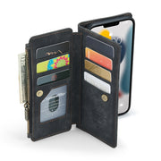 CaseMe-C30 PU + TPU Custodia multifunzionale orizzontale in pelle con flip con supporto e slot per schede e portafoglio e tasca con cerniera, For iPhone 13 Pro Max, For iPhone 13 Pro, For iPhone 13, For iPhone 13 mini
