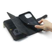 CaseMe-C30 PU + TPU Custodia multifunzionale orizzontale in pelle con flip con supporto e slot per schede e portafoglio e tasca con cerniera, For iPhone 13 Pro Max, For iPhone 13 Pro, For iPhone 13, For iPhone 13 mini