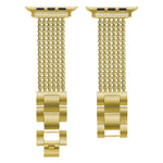 Cinturino di ricambio per cinturino in acciaio a tre perline a sei catene per la serie Apple Watch, 7 41mm / 6 & SE & 5 & 4 40mm / 3 & 2 & 1 38mm, 7 45mm / 6 & SE & 5 & 4 44mm / 3 & 2 & 1 42mm