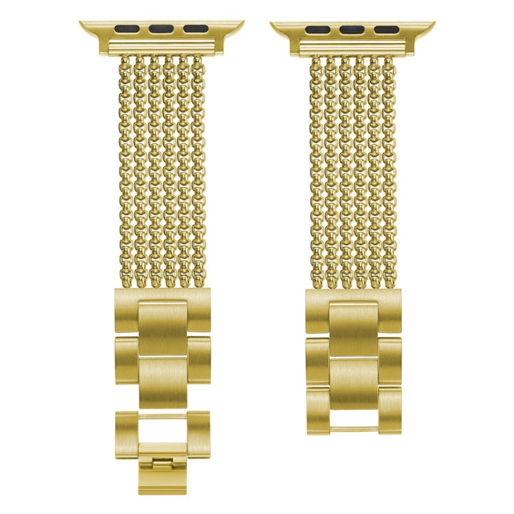 Cinturino di ricambio per cinturino in acciaio a tre perline a sei catene per la serie Apple Watch, 7 41mm / 6 & SE & 5 & 4 40mm / 3 & 2 & 1 38mm, 7 45mm / 6 & SE & 5 & 4 44mm / 3 & 2 & 1 42mm