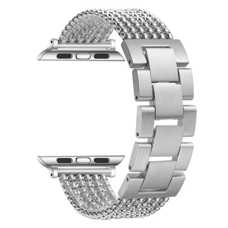 Cinturino di ricambio per cinturino in acciaio a tre perline a sei catene per la serie Apple Watch, 7 41mm / 6 & SE & 5 & 4 40mm / 3 & 2 & 1 38mm, 7 45mm / 6 & SE & 5 & 4 44mm / 3 & 2 & 1 42mm