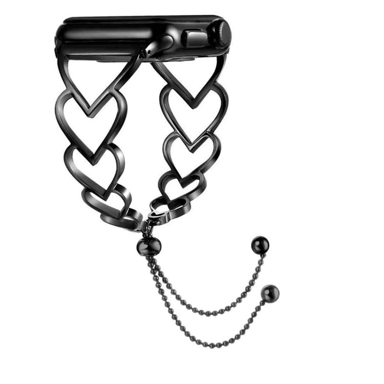 Cinturino di ricambio con cinturino in metallo a forma di cuore per la serie Apple Watch, 7 41mm / 6 & SE & 5 & 4 40mm / 3 & 2 & 1 38mm, 7 45mm / 6 & SE & 5 & 4 44mm / 3 & 2 & 1 42mm