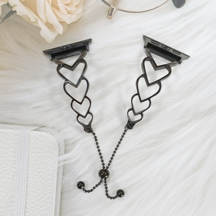 Cinturino di ricambio con cinturino in metallo a forma di cuore per la serie Apple Watch, 7 41mm / 6 & SE & 5 & 4 40mm / 3 & 2 & 1 38mm, 7 45mm / 6 & SE & 5 & 4 44mm / 3 & 2 & 1 42mm