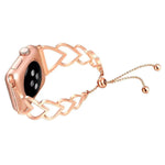 Cinturino di ricambio con cinturino in metallo a forma di cuore per la serie Apple Watch, 7 41mm / 6 & SE & 5 & 4 40mm / 3 & 2 & 1 38mm, 7 45mm / 6 & SE & 5 & 4 44mm / 3 & 2 & 1 42mm