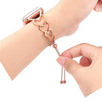 Cinturino di ricambio con cinturino in metallo a forma di cuore per la serie Apple Watch, 7 41mm / 6 & SE & 5 & 4 40mm / 3 & 2 & 1 38mm, 7 45mm / 6 & SE & 5 & 4 44mm / 3 & 2 & 1 42mm