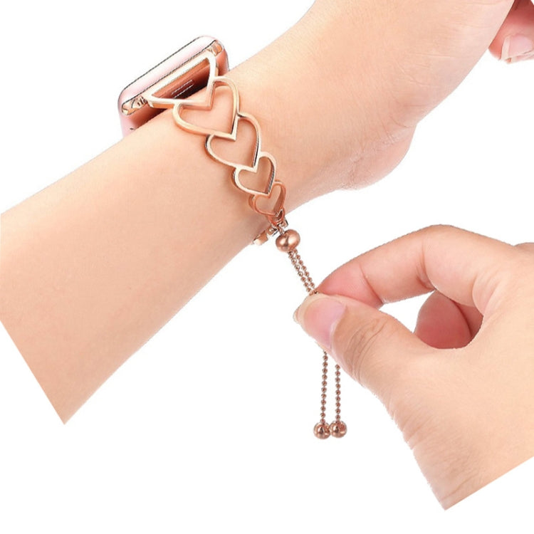 Cinturino di ricambio con cinturino in metallo a forma di cuore per la serie Apple Watch, 7 41mm / 6 & SE & 5 & 4 40mm / 3 & 2 & 1 38mm, 7 45mm / 6 & SE & 5 & 4 44mm / 3 & 2 & 1 42mm