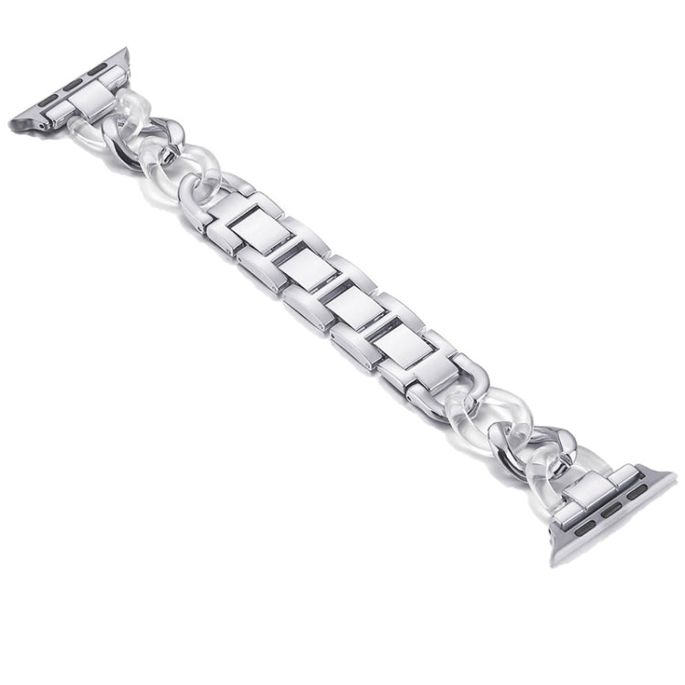 Catena da cowboy + cinturino di ricambio in metallo con cinturino in resina per la serie Apple Watch, 7 41mm / 6 & SE & 5 & 4 40mm / 3 & 2 & 1 38mm, 7 45mm / 6 & SE & 5 & 4 44mm / 3 & 2 & 1 42mm