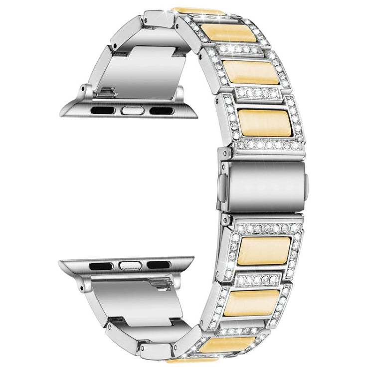 Cinturino di ricambio per cinturino di ricambio con tre perle di diamanti + pietre preziose per la serie Apple Watch, 7 41mm / 6 & SE & 5 & 4 40mm / 3 & 2 & 1 38mm, 7 45mm / 6 & SE & 5 & 4 44mm / 3 & 2 & 1 42mm