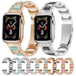 Cinturino di ricambio per cinturino di ricambio con tre perle di diamanti + pietre preziose per la serie Apple Watch, 7 41mm / 6 & SE & 5 & 4 40mm / 3 & 2 & 1 38mm, 7 45mm / 6 & SE & 5 & 4 44mm / 3 & 2 & 1 42mm