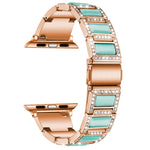 Cinturino di ricambio per cinturino di ricambio con tre perle di diamanti + pietre preziose per la serie Apple Watch, 7 41mm / 6 & SE & 5 & 4 40mm / 3 & 2 & 1 38mm, 7 45mm / 6 & SE & 5 & 4 44mm / 3 & 2 & 1 42mm
