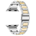 Cinturino di ricambio per cinturino di ricambio con tre perle di diamanti + pietre preziose per la serie Apple Watch, 7 41mm / 6 & SE & 5 & 4 40mm / 3 & 2 & 1 38mm, 7 45mm / 6 & SE & 5 & 4 44mm / 3 & 2 & 1 42mm