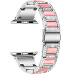 Cinturino di ricambio per cinturino di ricambio con tre perle di diamanti + pietre preziose per la serie Apple Watch, 7 41mm / 6 & SE & 5 & 4 40mm / 3 & 2 & 1 38mm, 7 45mm / 6 & SE & 5 & 4 44mm / 3 & 2 & 1 42mm