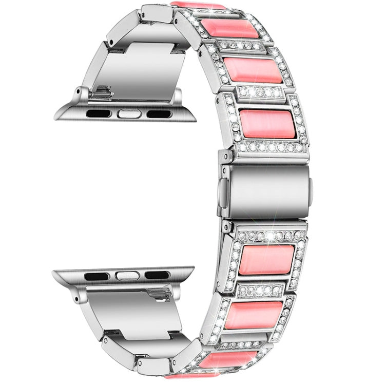 Cinturino di ricambio per cinturino di ricambio con tre perle di diamanti + pietre preziose per la serie Apple Watch, 7 41mm / 6 & SE & 5 & 4 40mm / 3 & 2 & 1 38mm, 7 45mm / 6 & SE & 5 & 4 44mm / 3 & 2 & 1 42mm