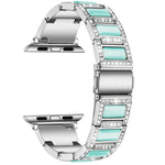 Cinturino di ricambio per cinturino di ricambio con tre perle di diamanti + pietre preziose per la serie Apple Watch, 7 41mm / 6 & SE & 5 & 4 40mm / 3 & 2 & 1 38mm, 7 45mm / 6 & SE & 5 & 4 44mm / 3 & 2 & 1 42mm
