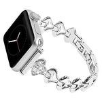 Cinturino di ricambio per cinturino di ricambio in metallo con diamanti a forma di settore per la serie Apple Watch, 7 41mm / 6 & SE & 5 & 4 40mm / 3 & 2 & 1 38mm, 7 45mm / 6 & SE & 5 & 4 44mm / 3 & 2 & 1 42mm