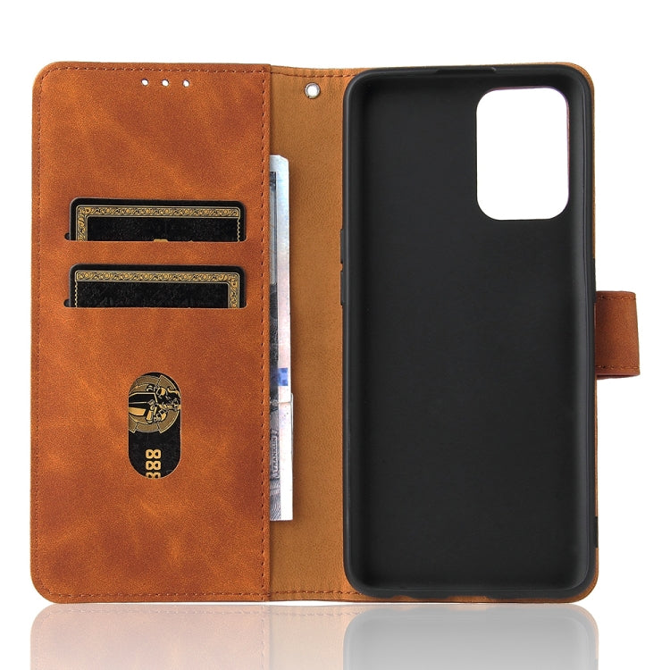 Tinta unita Skin Feel Fibbia magnetica Flip orizzontale Custodia in pelle PU con struttura in vitello con supporto e slot per schede e portafoglio, For OPPO Reno 6Z