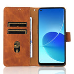 Tinta unita Skin Feel Fibbia magnetica Flip orizzontale Custodia in pelle PU con struttura in vitello con supporto e slot per schede e portafoglio, For OPPO Reno 6Z