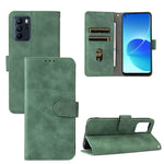 Tinta unita Skin Feel Fibbia magnetica Flip orizzontale Custodia in pelle PU con struttura in vitello con supporto e slot per schede e portafoglio, For OPPO Reno 6Z