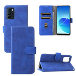 Tinta unita Skin Feel Fibbia magnetica Flip orizzontale Custodia in pelle PU con struttura in vitello con supporto e slot per schede e portafoglio, For OPPO Reno 6Z