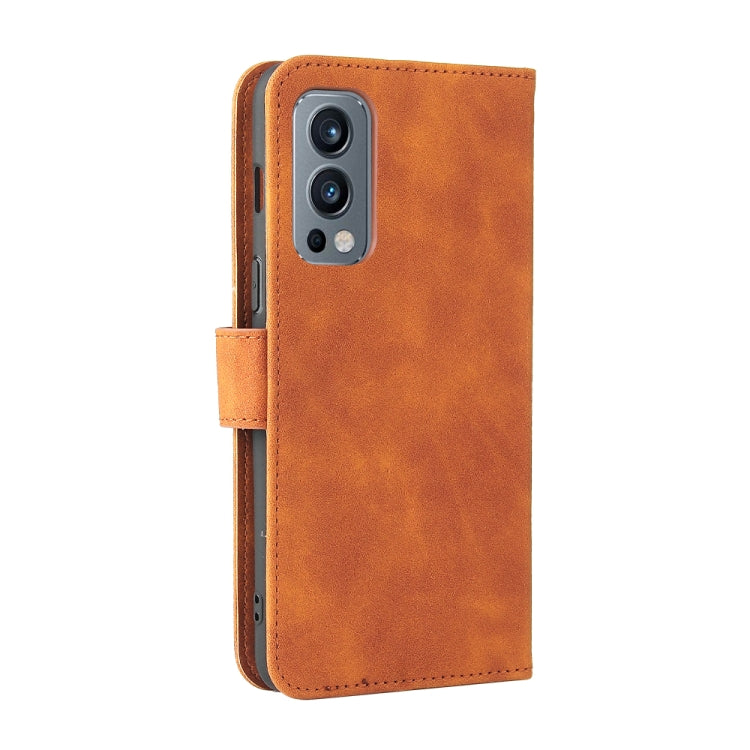 Tinta unita Skin Feel Fibbia magnetica Flip orizzontale Custodia in pelle PU con struttura in vitello con supporto e slot per schede e portafoglio, For OnePlus Nord 2 5G