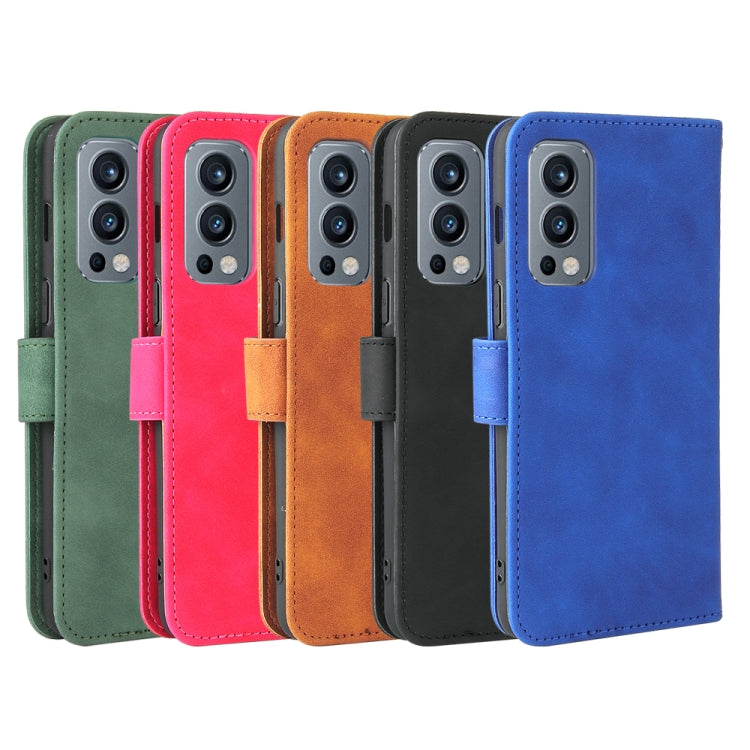 Tinta unita Skin Feel Fibbia magnetica Flip orizzontale Custodia in pelle PU con struttura in vitello con supporto e slot per schede e portafoglio, For OnePlus Nord 2 5G
