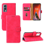 Tinta unita Skin Feel Fibbia magnetica Flip orizzontale Custodia in pelle PU con struttura in vitello con supporto e slot per schede e portafoglio, For OnePlus Nord 2 5G