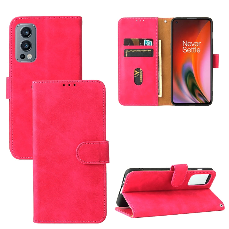 Tinta unita Skin Feel Fibbia magnetica Flip orizzontale Custodia in pelle PU con struttura in vitello con supporto e slot per schede e portafoglio, For OnePlus Nord 2 5G