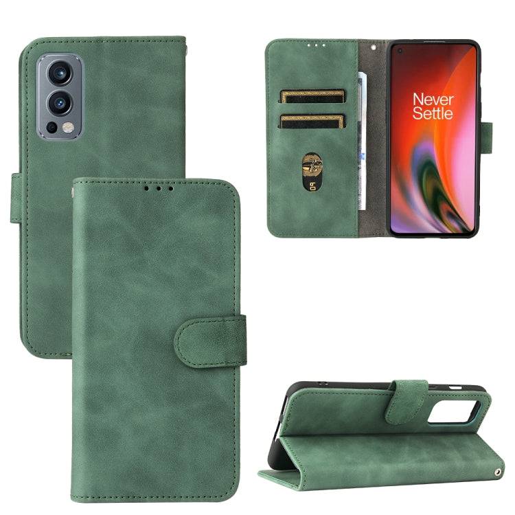 Tinta unita Skin Feel Fibbia magnetica Flip orizzontale Custodia in pelle PU con struttura in vitello con supporto e slot per schede e portafoglio, For OnePlus Nord 2 5G